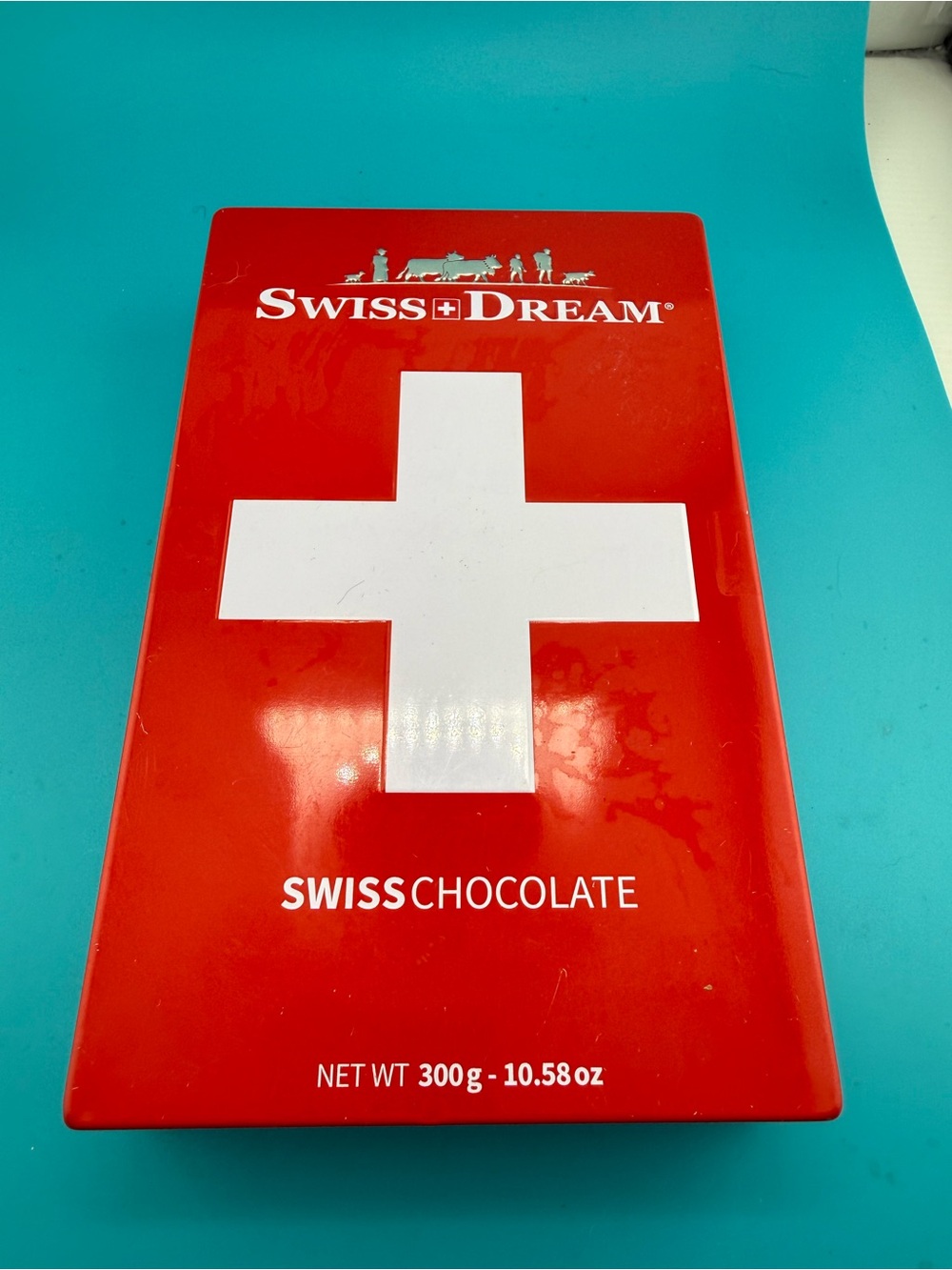 Swiss Dream Chocolate Tin Swiss Flag Red White Cross Empty Souvenir Box